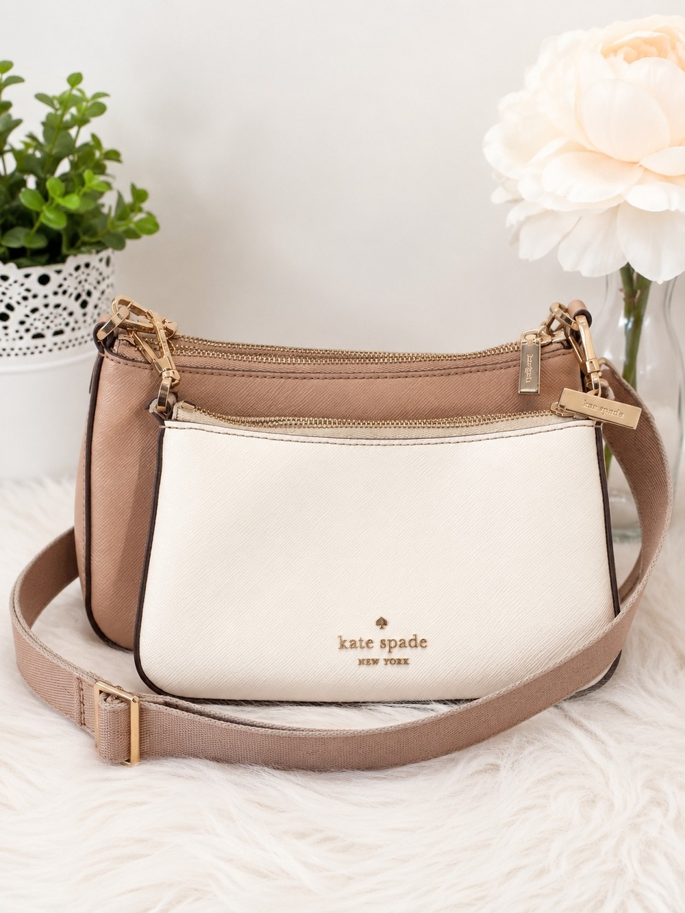 kate spade Two-Piece Cream & Taupe Crossbody Set
